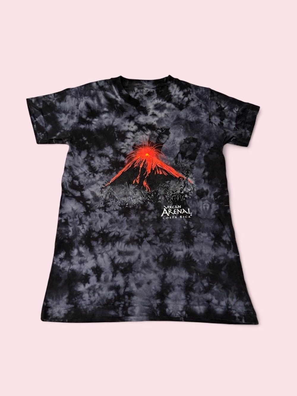 Kids Black Tie-Dye Volcano Graphic Tee - Arenal Costa Rica